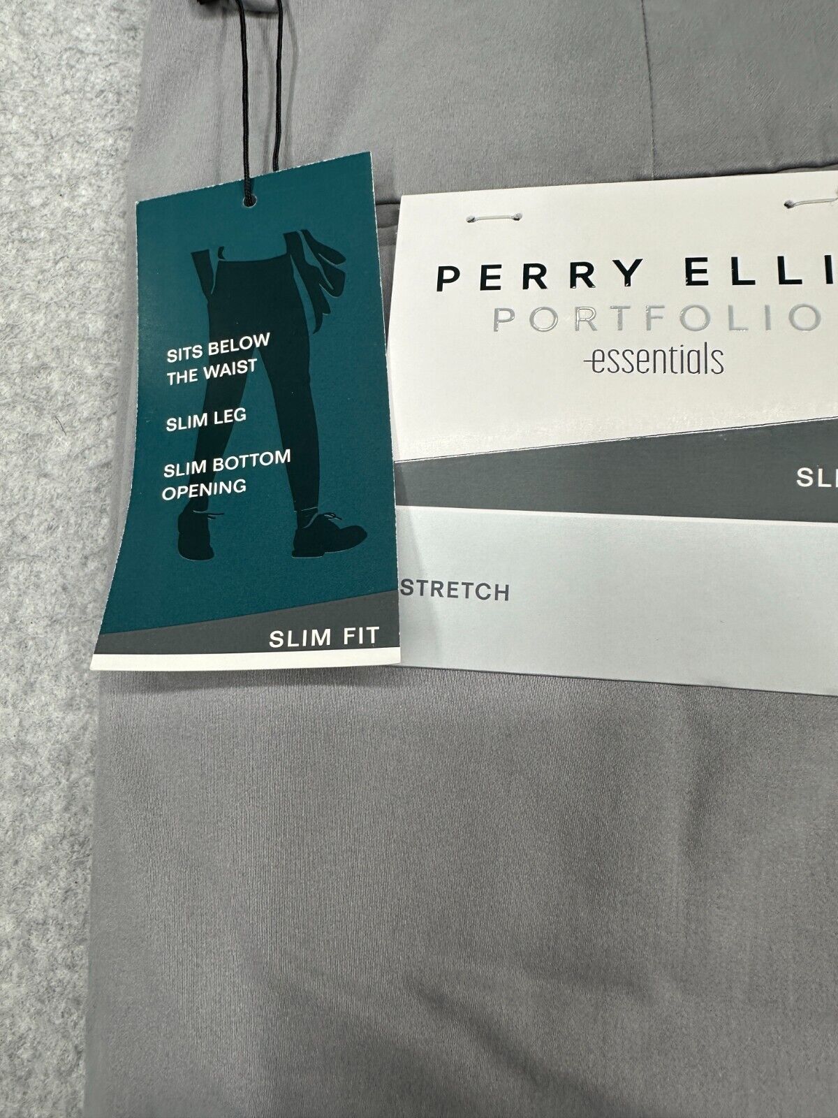 Perry Ellis Dress Pants Mens Size 29x30 Stone Gray Tencel Essential Slim Fit NWT