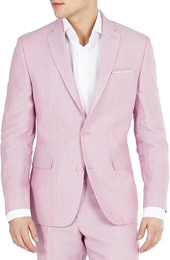 BAR III Suit Jacket Size 46R Pink Chambray Linen Slim Fit NWOT $360