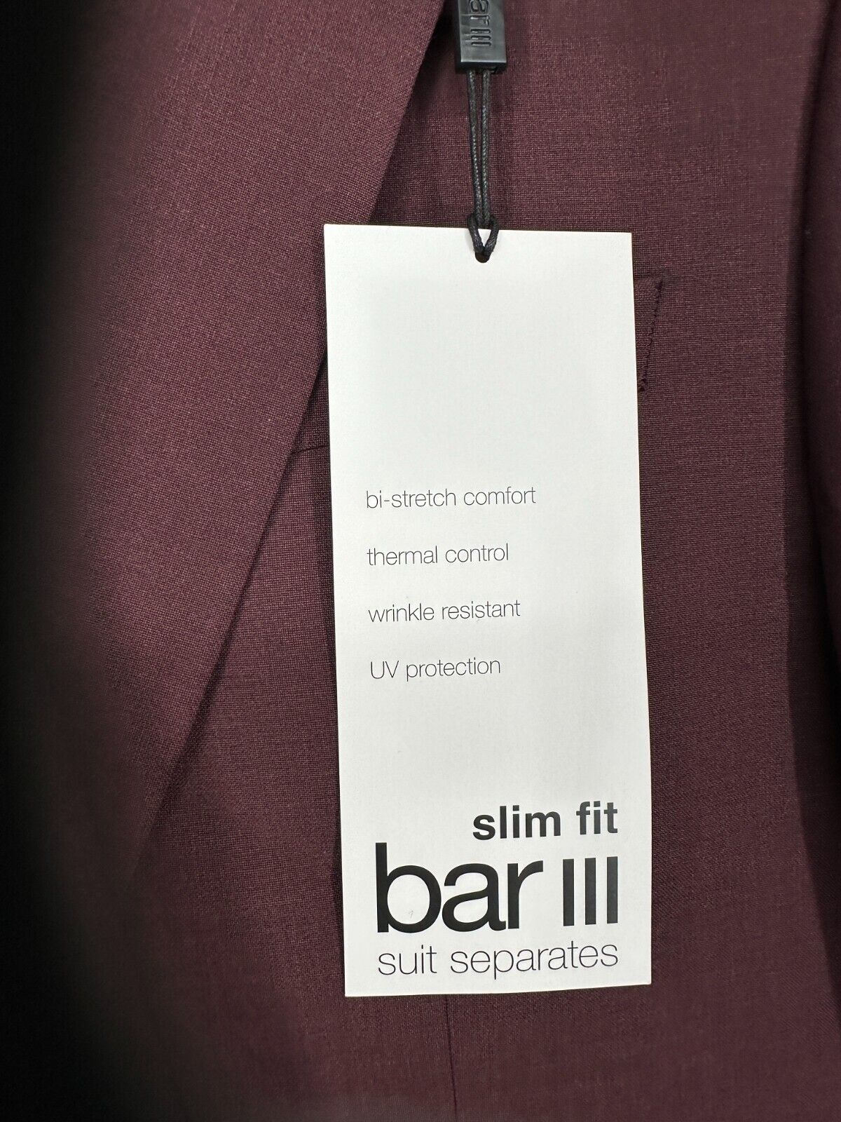 Bar III Suit Jacket Mens Size 34S Burgundy Dark Red Slim Fit Wool Blend NWT $425