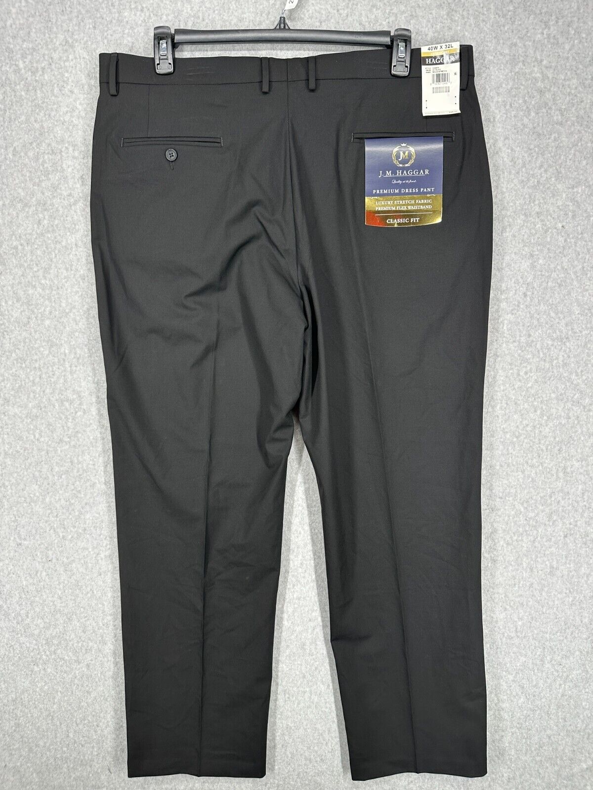 JMH Haggar Pants 40x32 Dark Charcoal Classic Fit 4-Way Stretch Flat Front NWT