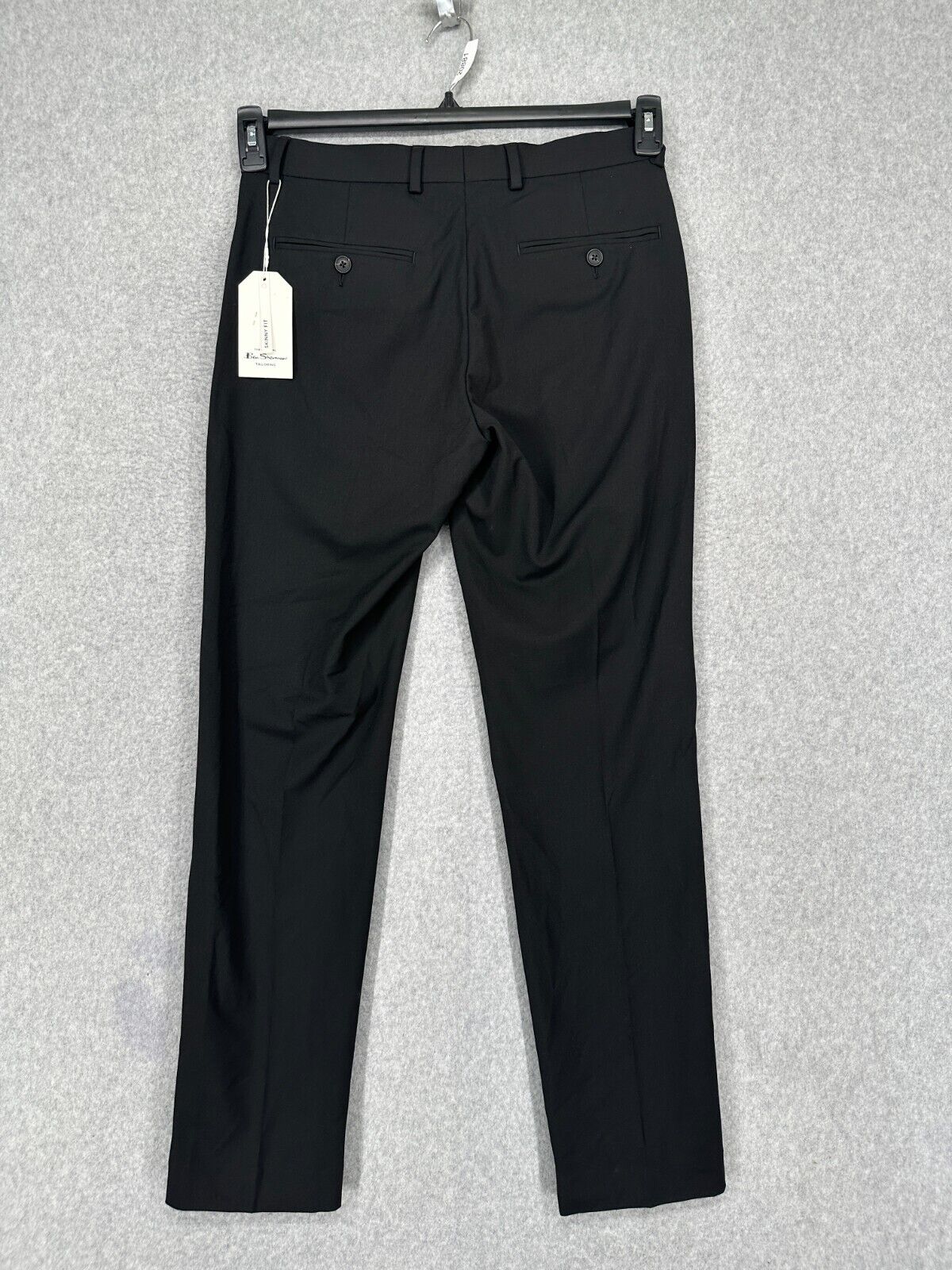 Ben Sherman Suit Pants Mens Size 30x30 Black Solid Skinny Fit Stretch NWT