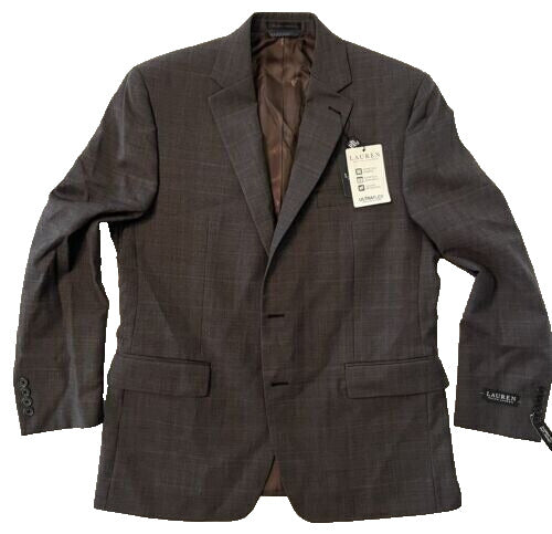 Lauren Ralph Lauren Suit Jacket Size 44L Brown Plaid Ultraflex Classic Fit NWT