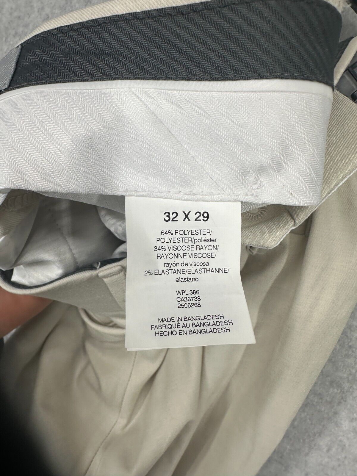 Kenneth Cole Reaction Dress Pants Mens Size 32x29 Off White Slim Fit Stretch