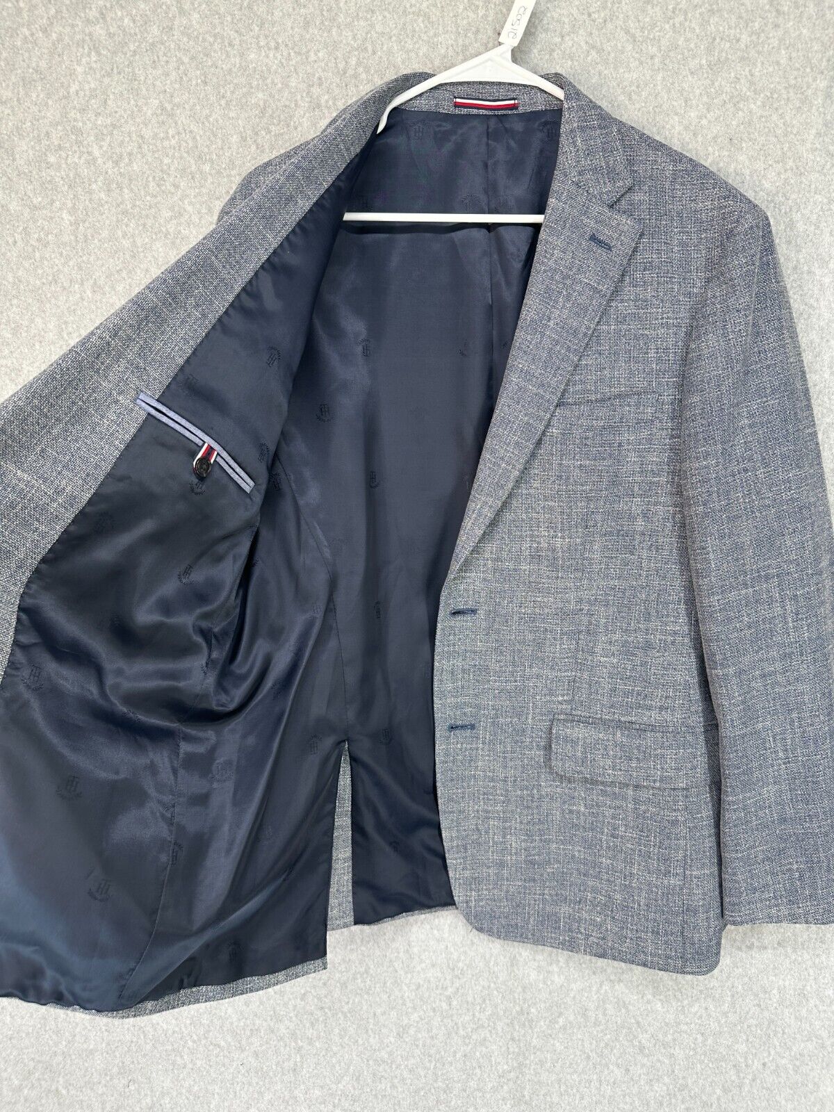 Tommy Hilfiger Sport Coat Mens Size 42R Blue Textured Modern Fit Stretch NWOT