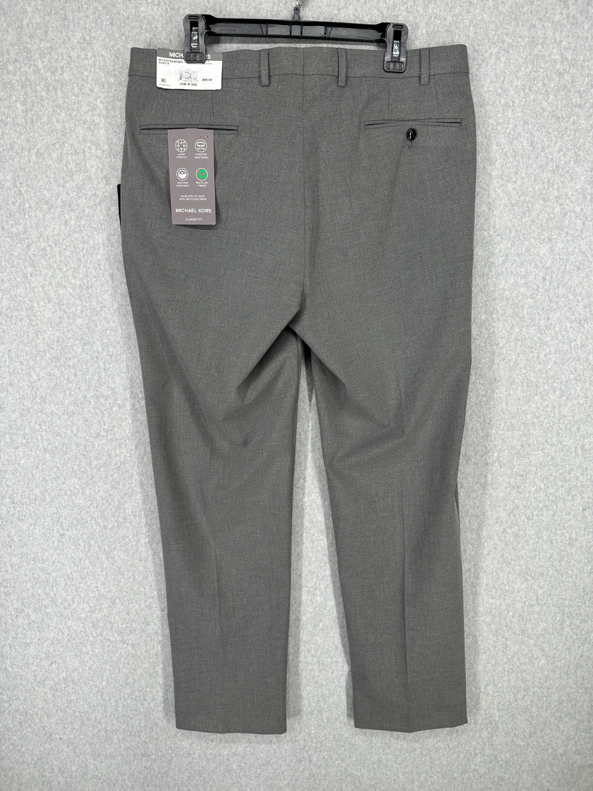 Michael Kors Dress Pants Mens Size 36x32 Gray Classic Fit Performance NWT