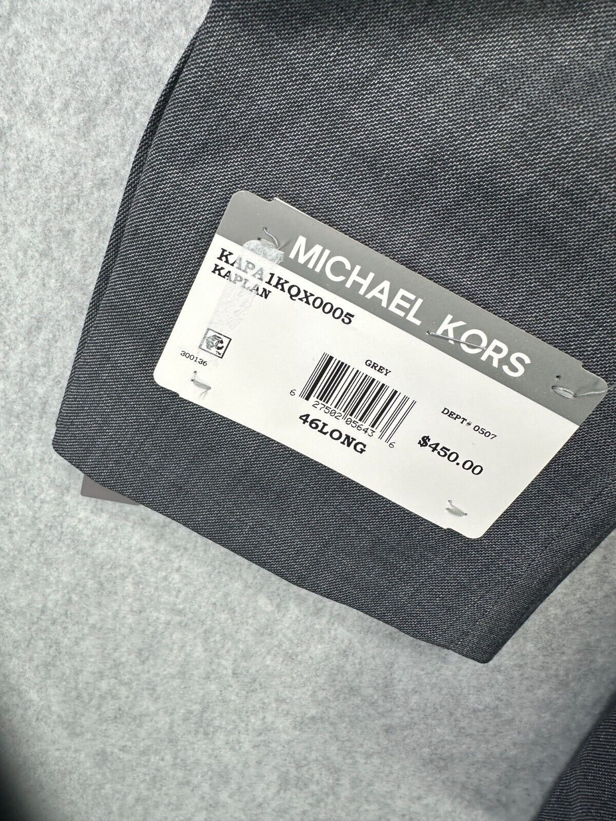 MICHAEL KORS Suit Jacket Size 46L Mid Gray Classic Fit Wool Blend Stretch NWOT