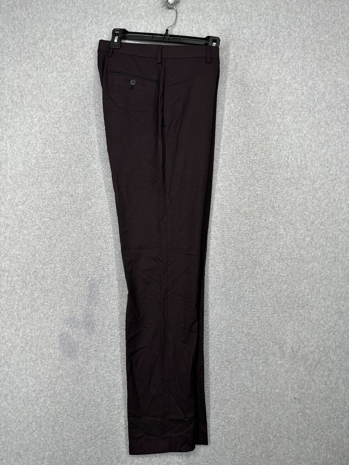 Calvin Klein Dress Pants Mens Size 36x32 Wine Black Plaid Slim Fit JEROME NWT