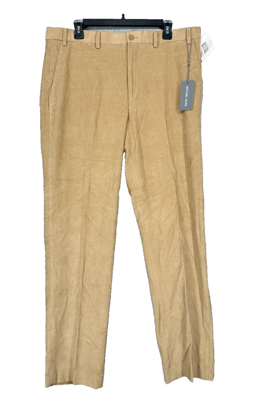 MICHAEL KORS Corduroy Pants Mens Size 36x32 Camel Biege Modern Fit Stretch NWT