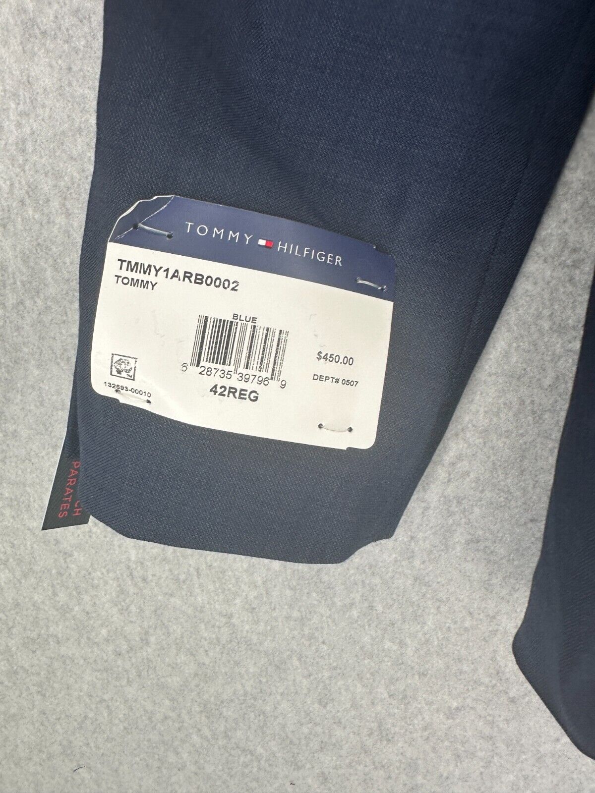 Tommy Hilfiger Suit Mens Size 42R 36x30 Blue Sharkskin Modern Fit Wool TH Flex