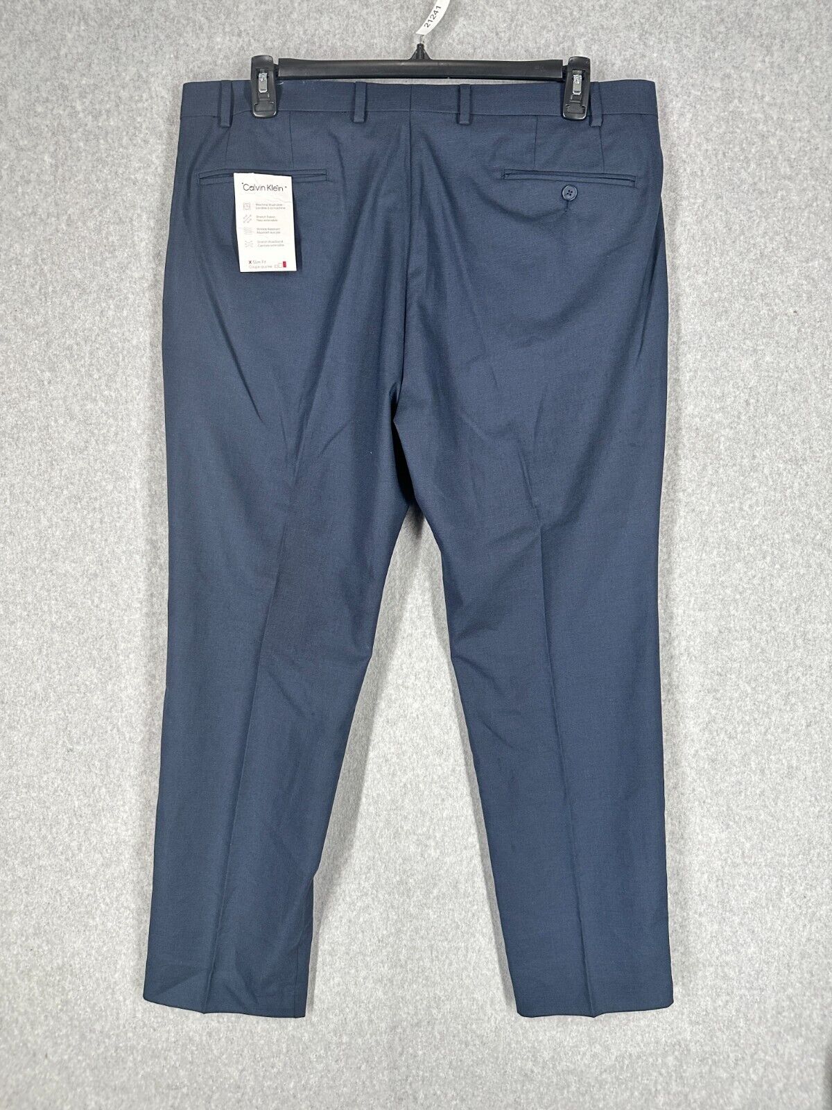 Calvin Klein Mens Pants 40x32 Blue Solid Slim Fit Wool Blend Stretch NWOT