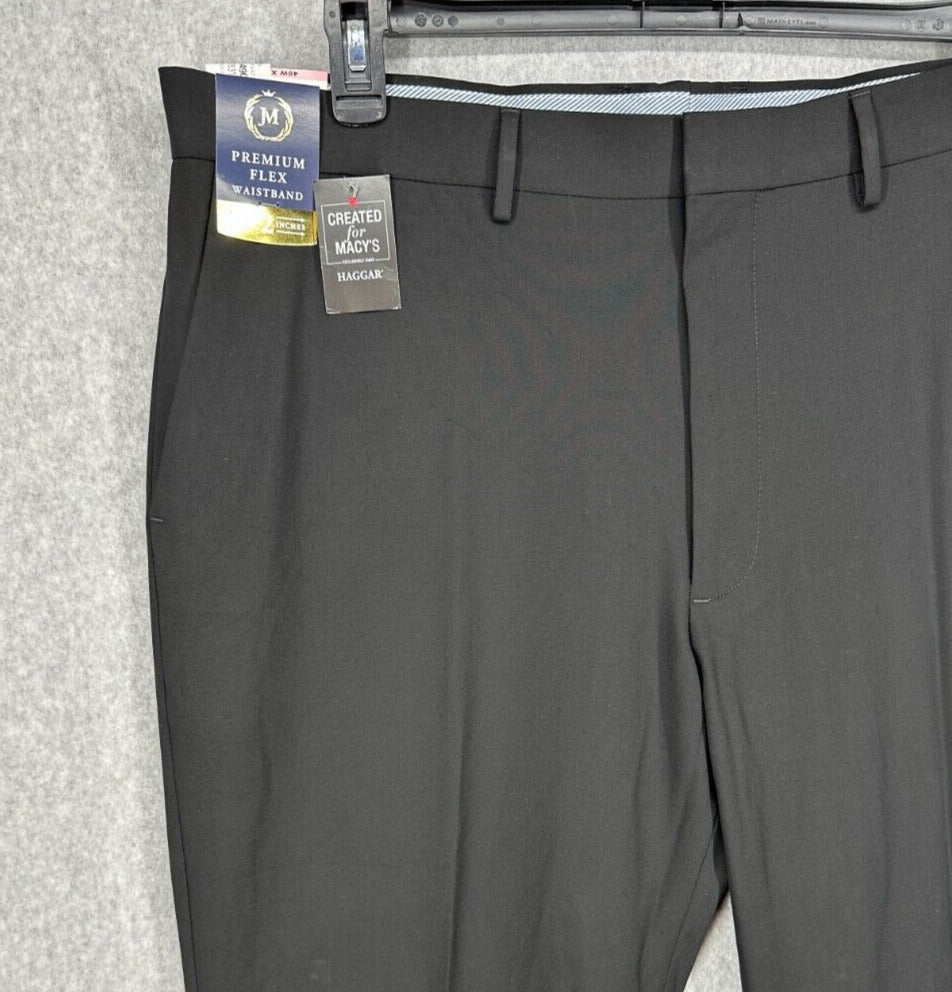 JMH Haggar Pants 40x32 Dark Charcoal Classic Fit 4-Way Stretch Flat Front NWT