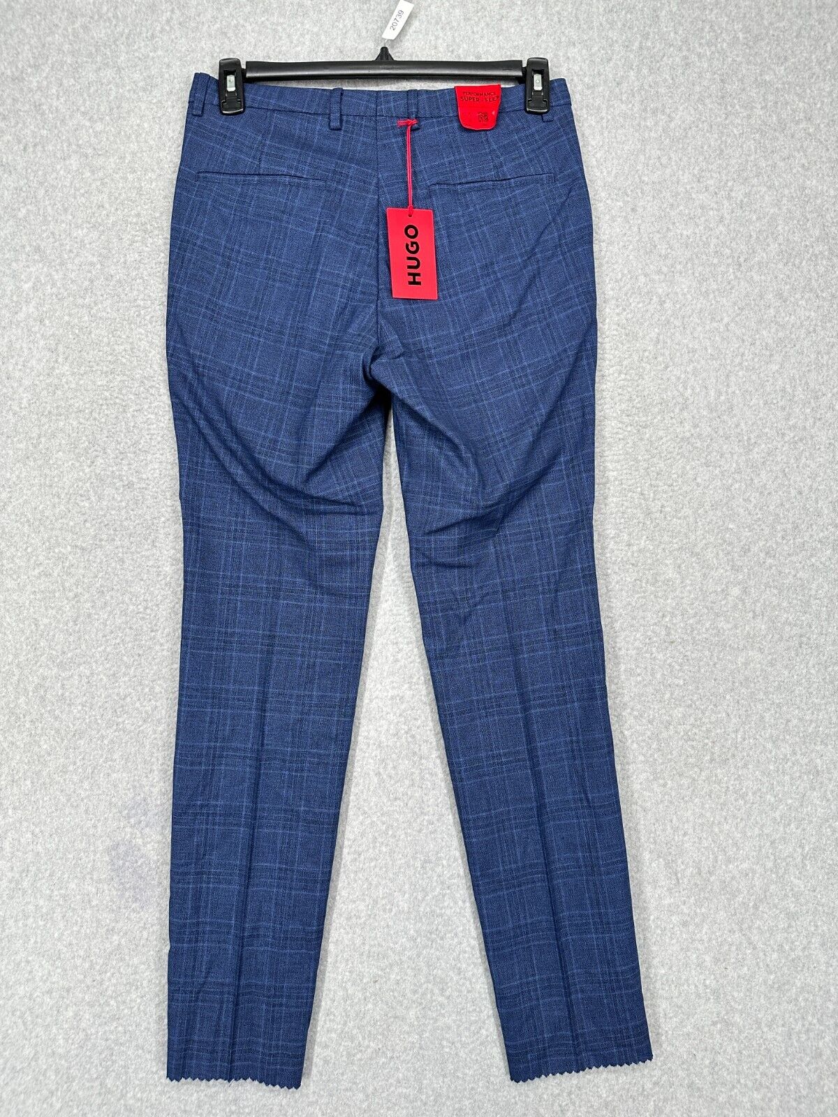 HUGO BOSS Suit Pants Mens Size 30 Blue Tonal Check Extra Slim Fit Wool Blend NWT