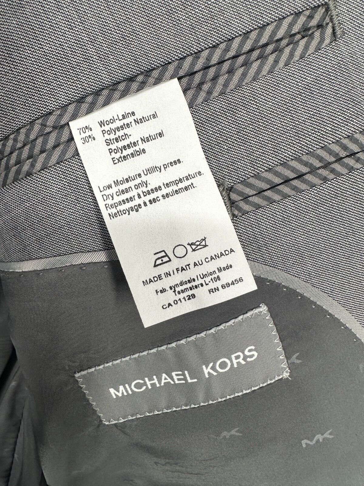 MICHAEL KORS Suit Jacket Mens Size 40S Light Gray Classic Fit Wool Blend NWT