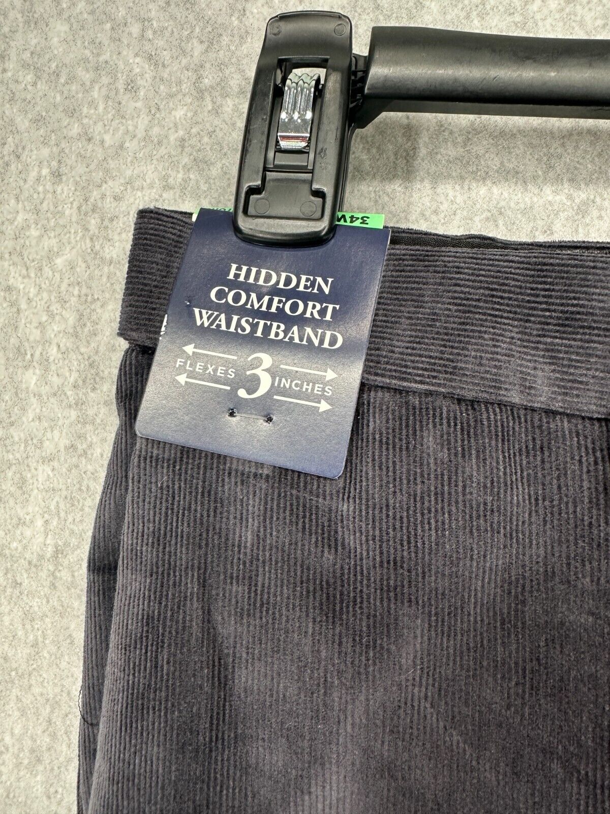 Haggar Corduroy Pants Mens Size 34x34 Dusk Gray Classic Fit Stretch NWT