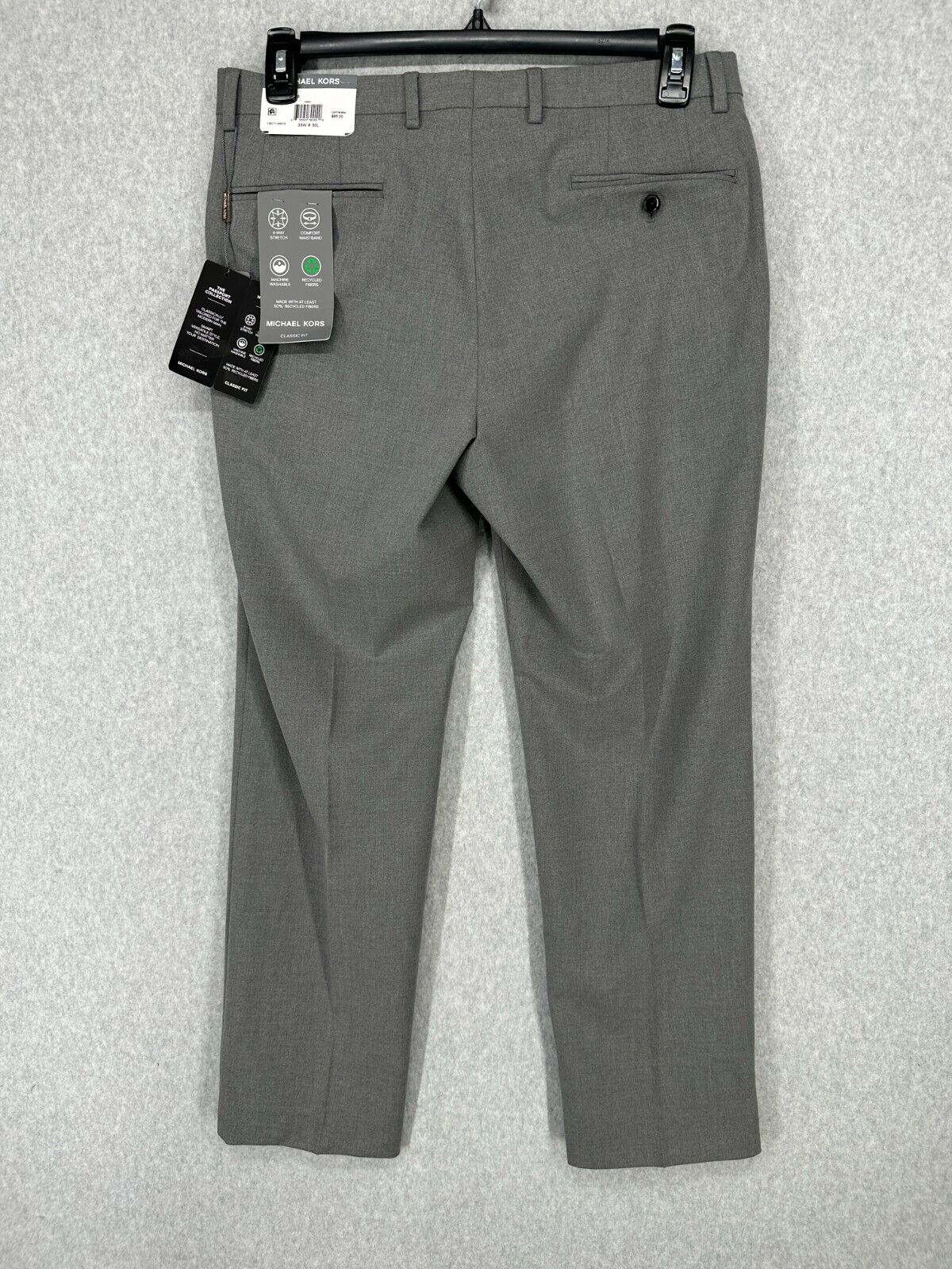 Michael Kors Dress Pants Mens Size 33x30 Gray Classic Fit Performance NWT