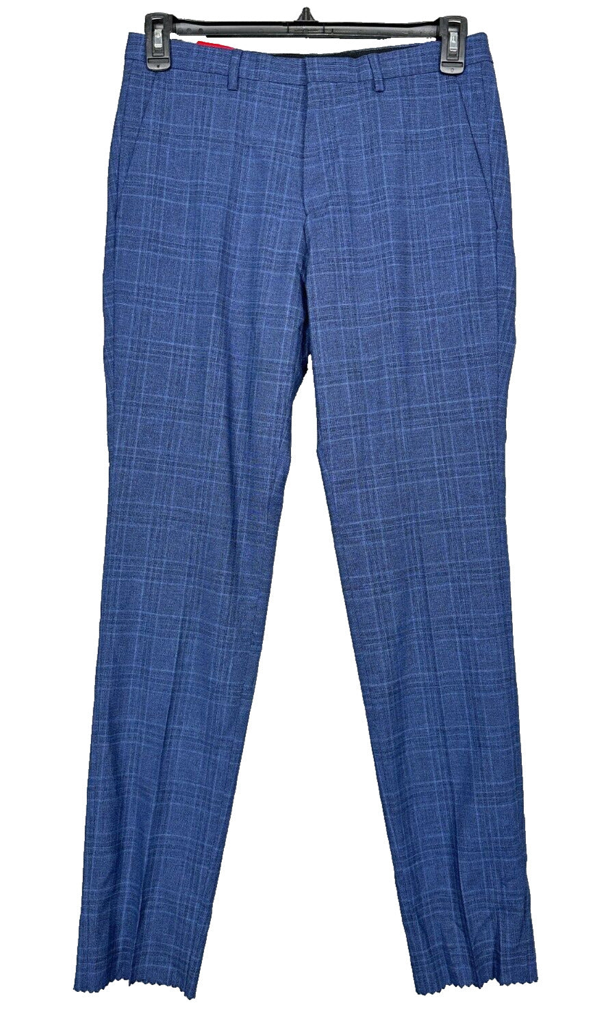 HUGO BOSS Suit Pants Mens Size 30 Blue Tonal Check Extra Slim Fit Wool Blend NWT