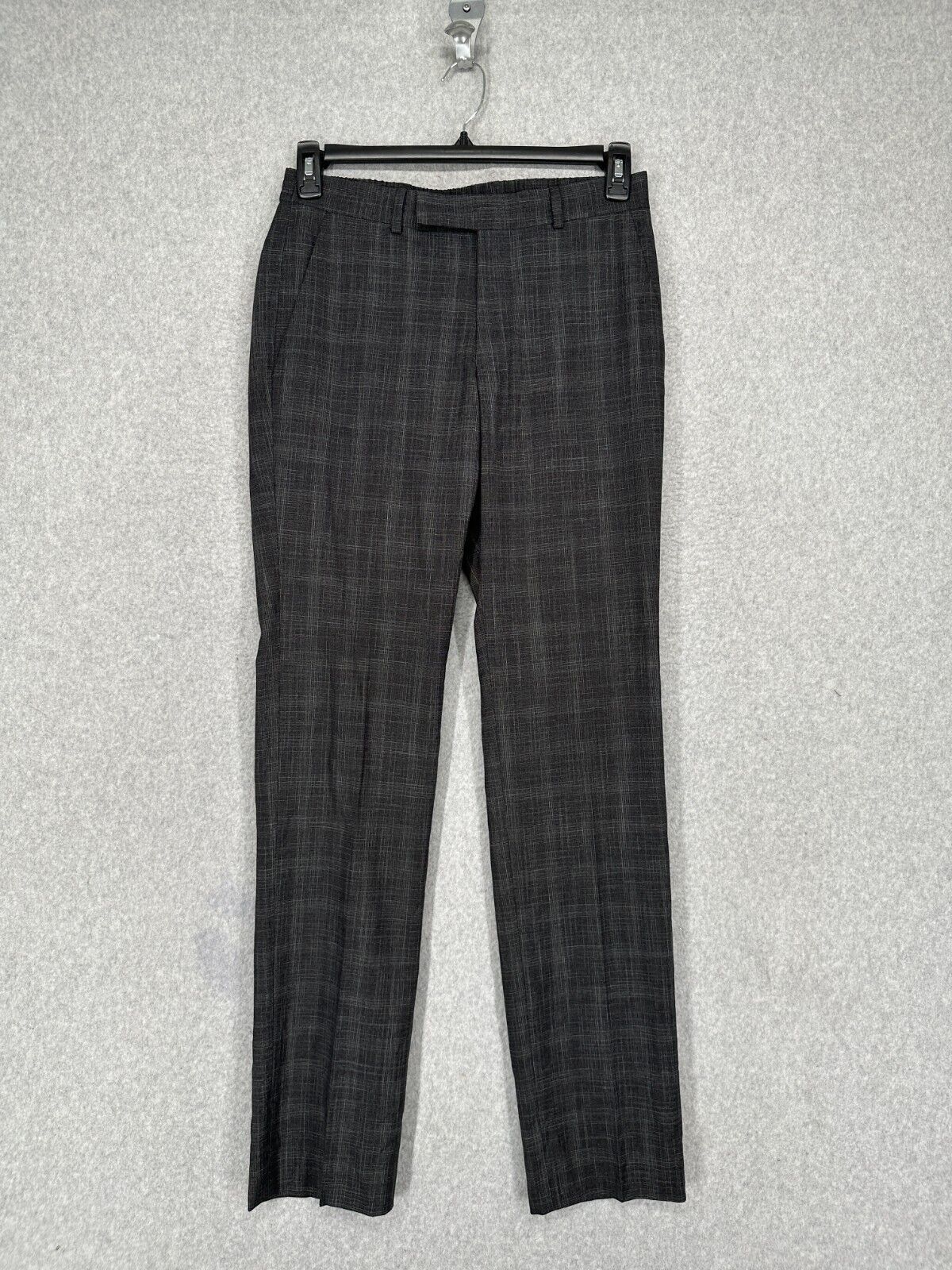 Kenneth Cole Suit Men Size 36R 29x32 Charcoal Plaid Slim Fit Ready Flex 2-Piece