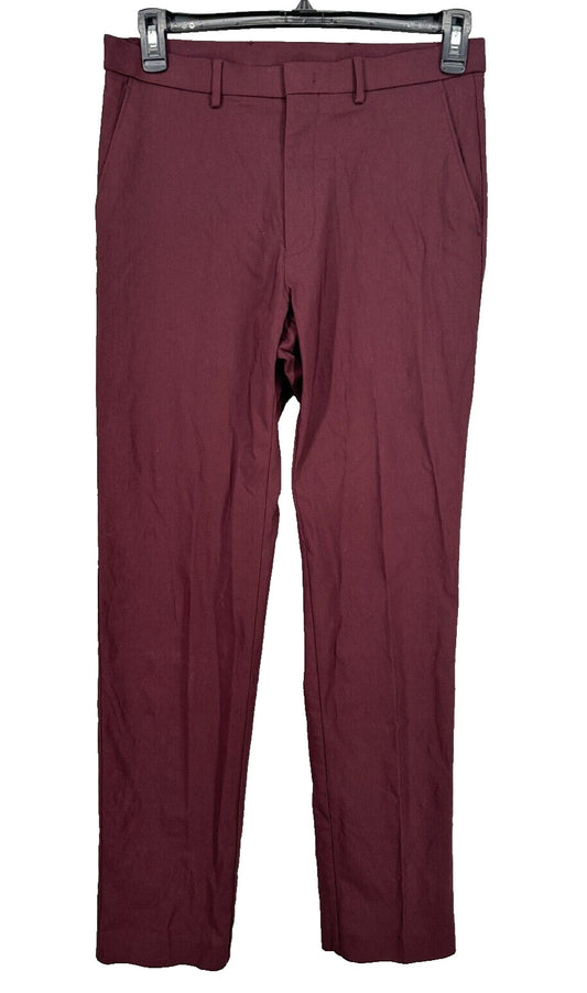 TOMMY HILFIGER Dress Pants Mens Size 32x34 Burgundy Solid Stretch Performance