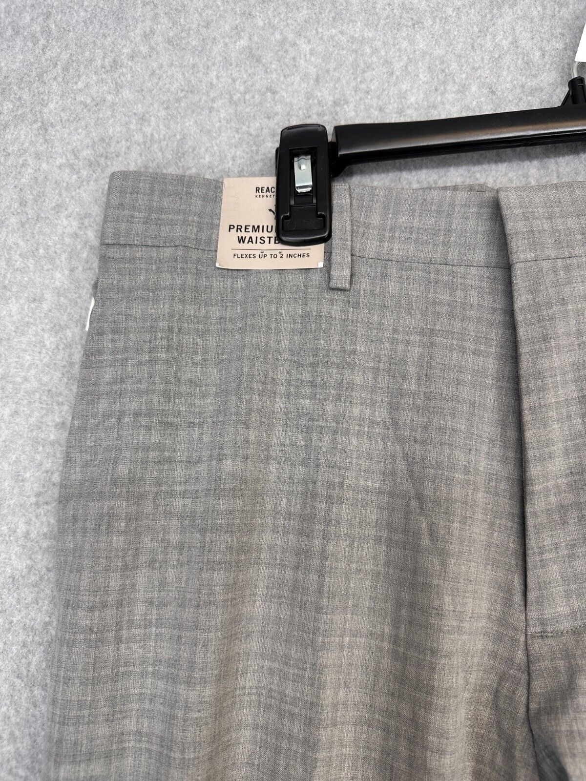 Kenneth Cole Reaction Pants Mens Slim Fit Size 31x32 Gray Mini Plaid Stretch NWT