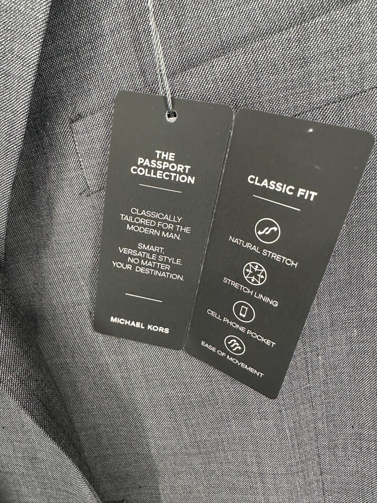 MICHAEL KORS Suit Jacket Size 44L Mid Gray Classic Fit Wool Blend Stretch FLAW