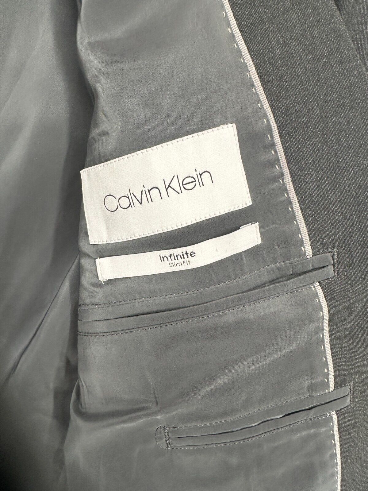 CALVIN KLEIN Suit Jacket Size Medium Gray Infinite Slim Fit NWOT