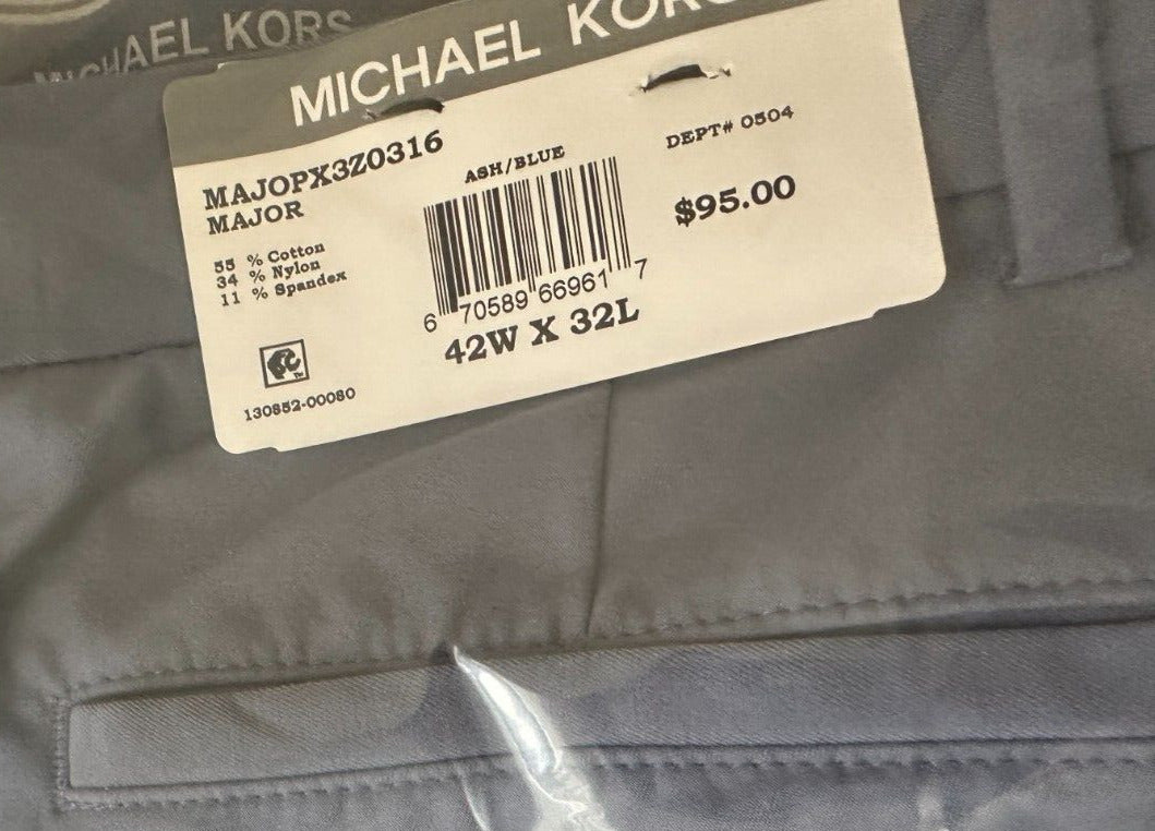 MICHAEL KORS Pants Size 42x32 Ash Blue Classic Fit Cotton Stretch Performance