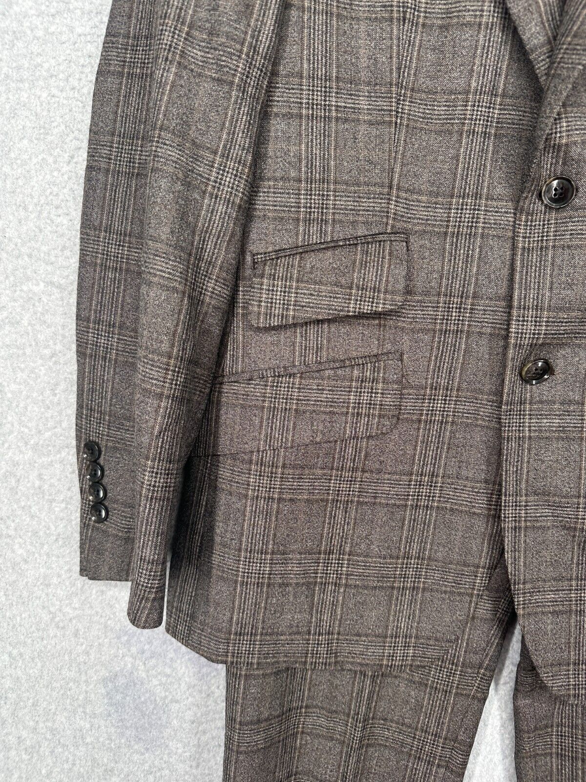 TALLIA Suit Mens Size 36S 30x30 2-Piece Brown Plaid Slim Fit Wool Blend NWT $600