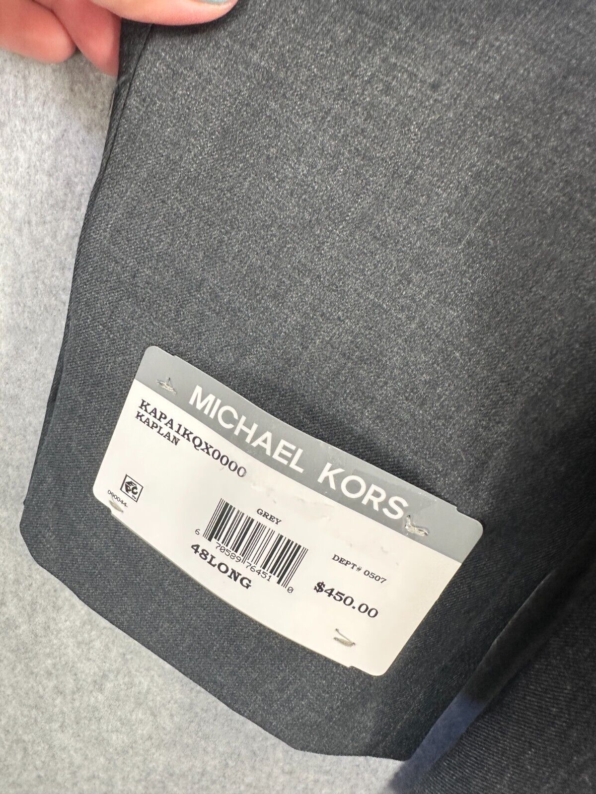 MICHAEL KORS Suit Jacket Size 48L Gray Classic Fit Wool Blend Stretch NWT $450