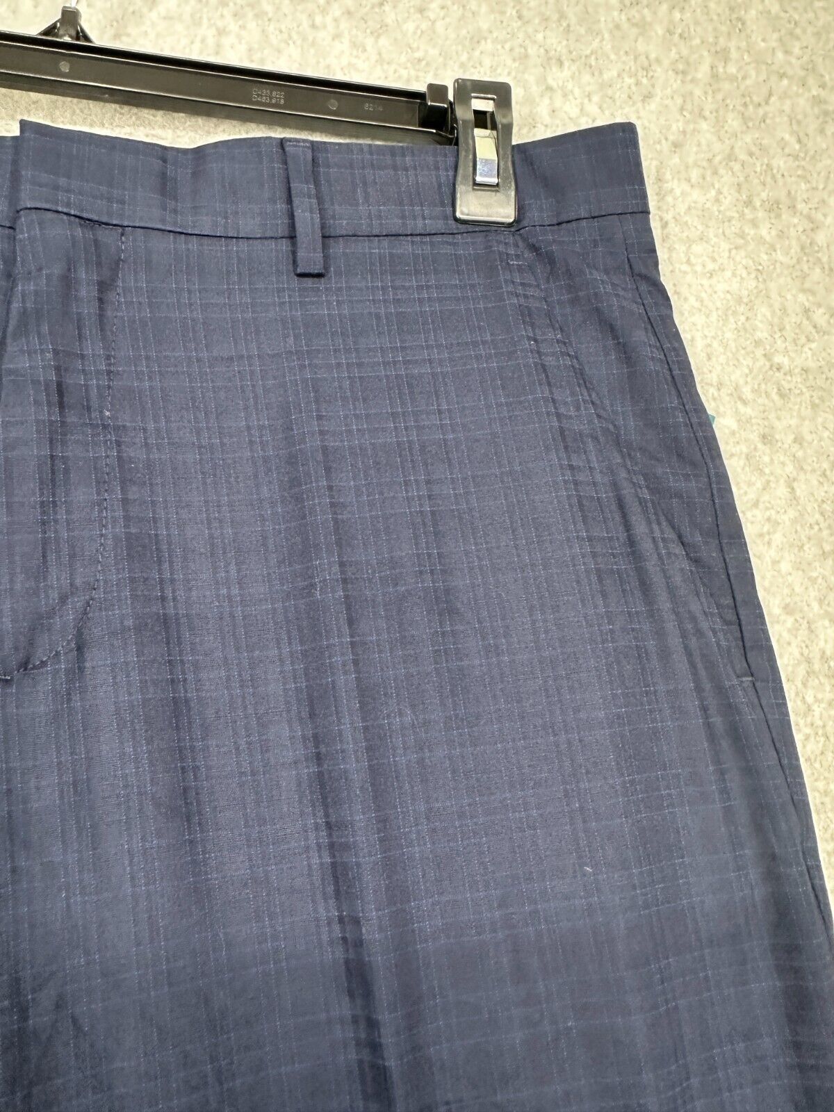 Perry Ellis Dress Pants Mens Size 38x32 Navy Plaid Slim Fit Tapered NWT