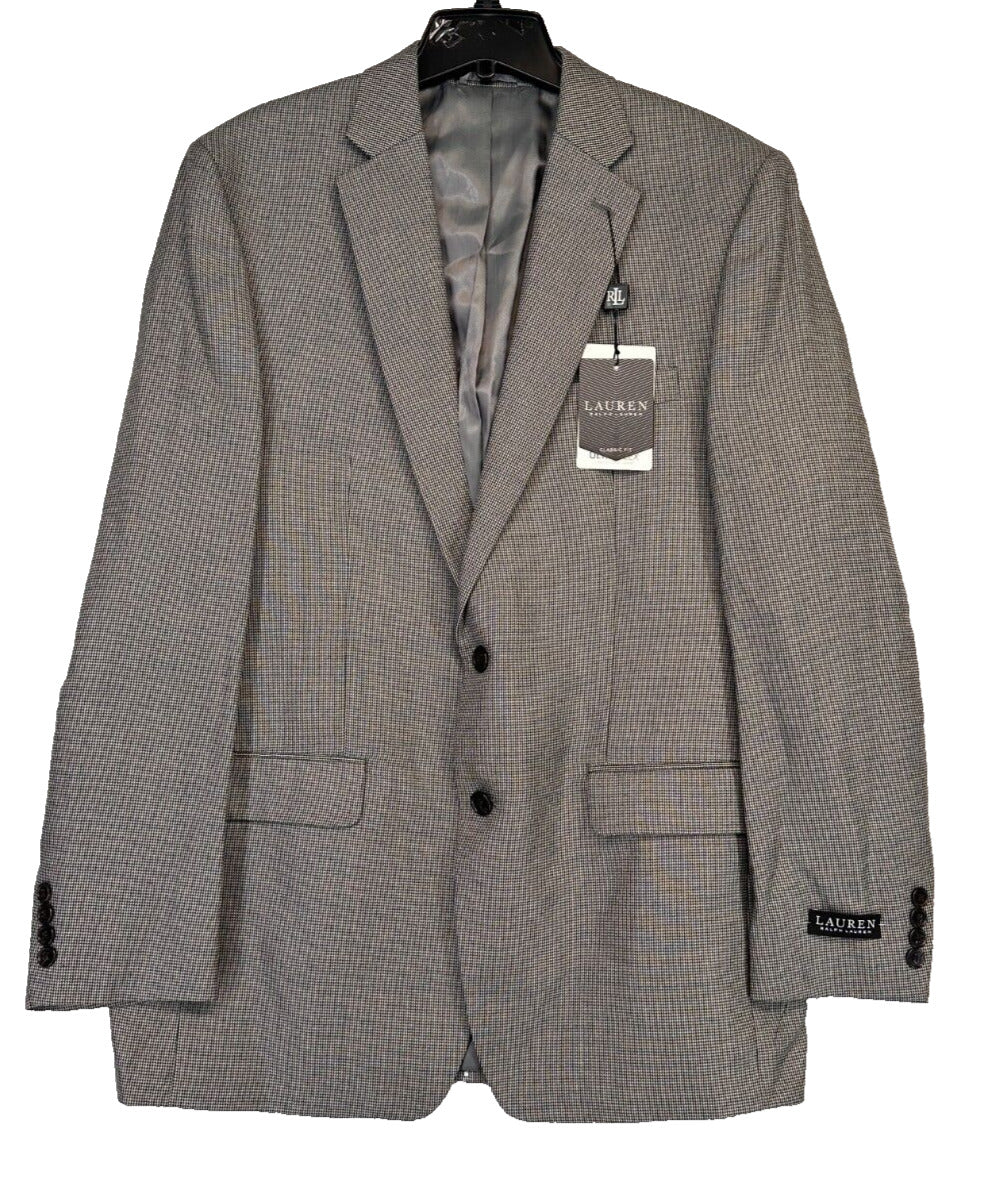 Lauren Ralph Lauren Sport Coat Men Size 42L Gray Patterned ClassicFit Ultraflex