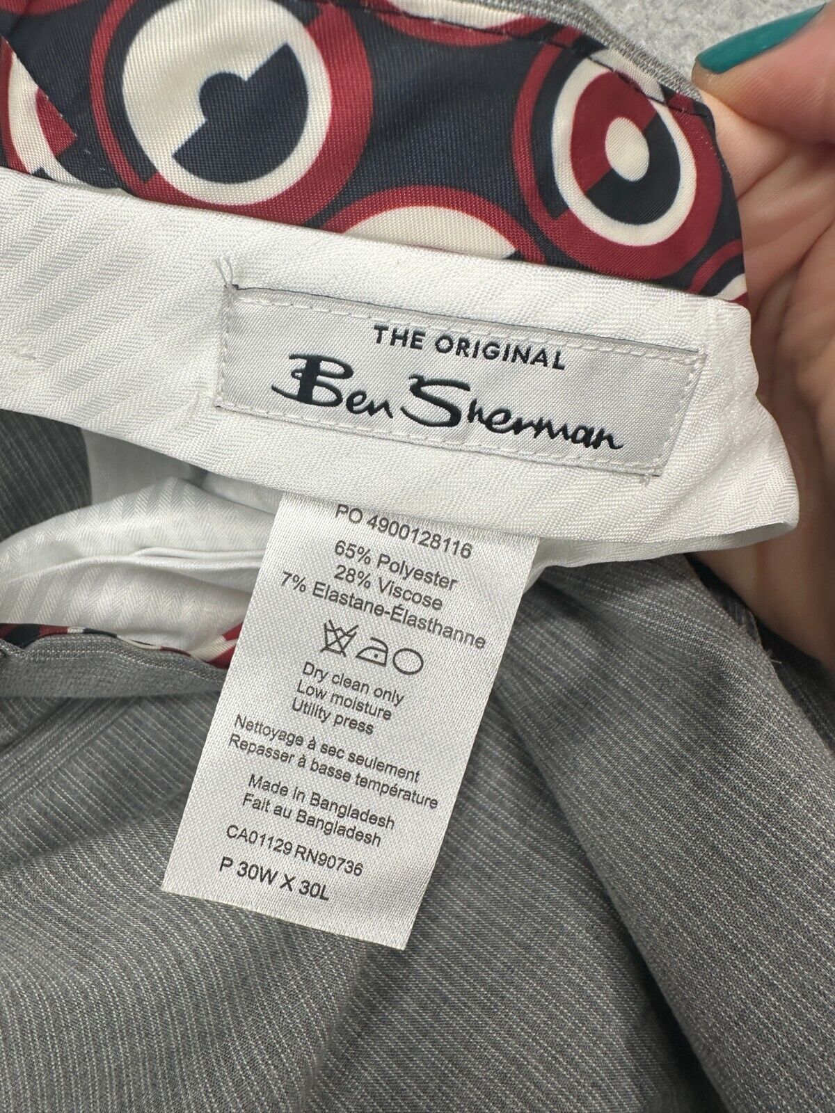 Ben Sherman Suit Pants Mens Size 30x30 Gray White Pinstripe Skinny Fit NWT