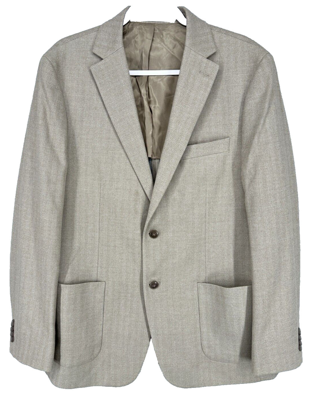 MICHAEL KORS Sport Coat Size 42R Light Beige Classic Fit Herringbone Woven FLAW