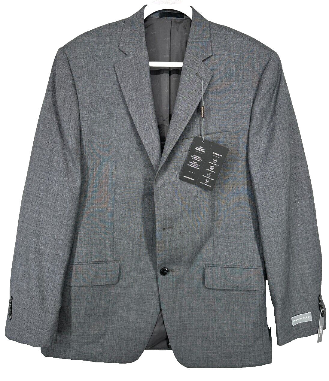 MICHAEL KORS Suit Jacket Size 40R Mid Gray Classic Fit Wool Blend Stretch FLAW