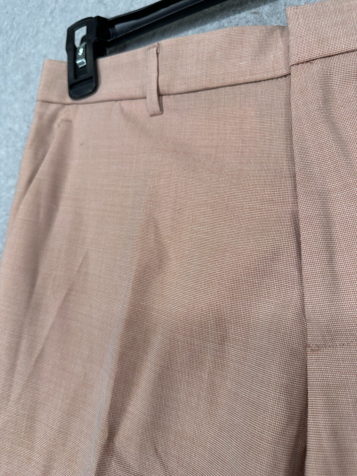 Perry Ellis Dress Pants Mens Size 30x30 Salmon Pink Plaid Slim Fit Tapered NWT