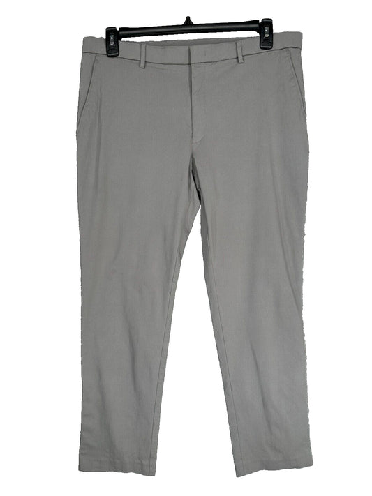 TOMMY HILFIGER Performance Pants Men 33x32 Light Gray Modern Fit TH Flex Stretch