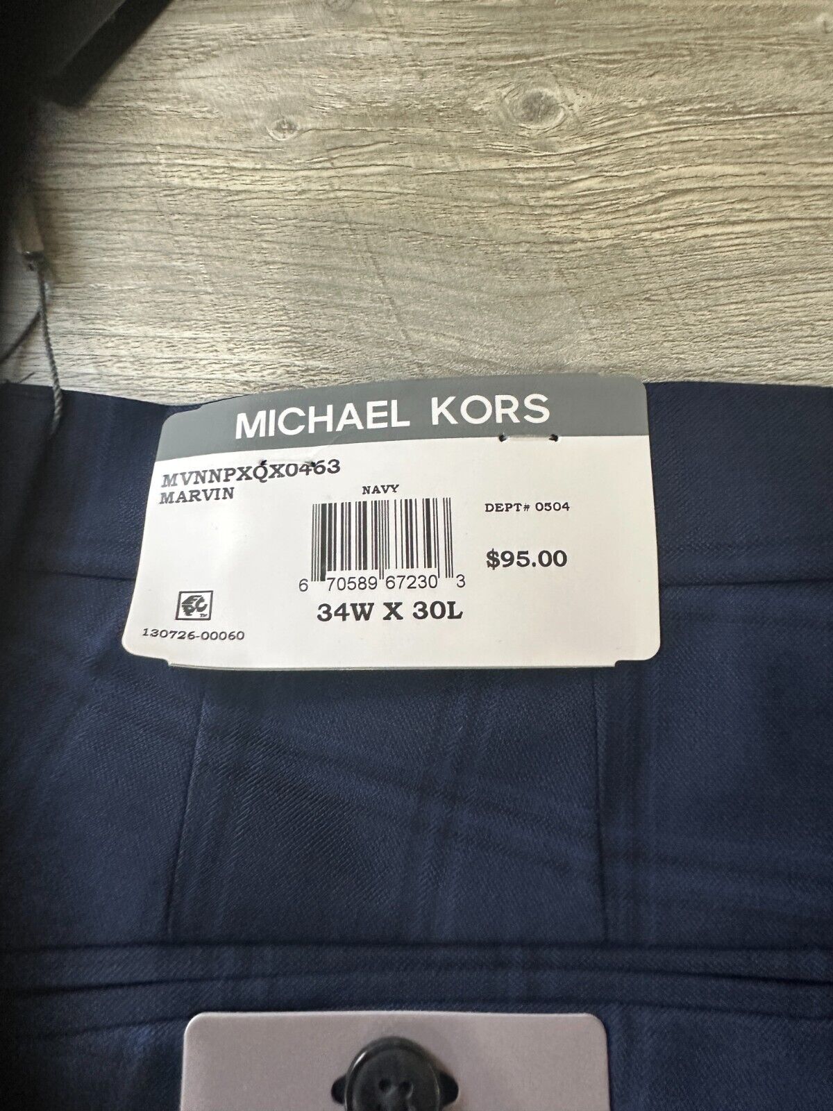 MICHAEL KORS Dress Pants Mens Size 34x30 Navy Plaid Classic Fit NWT $95