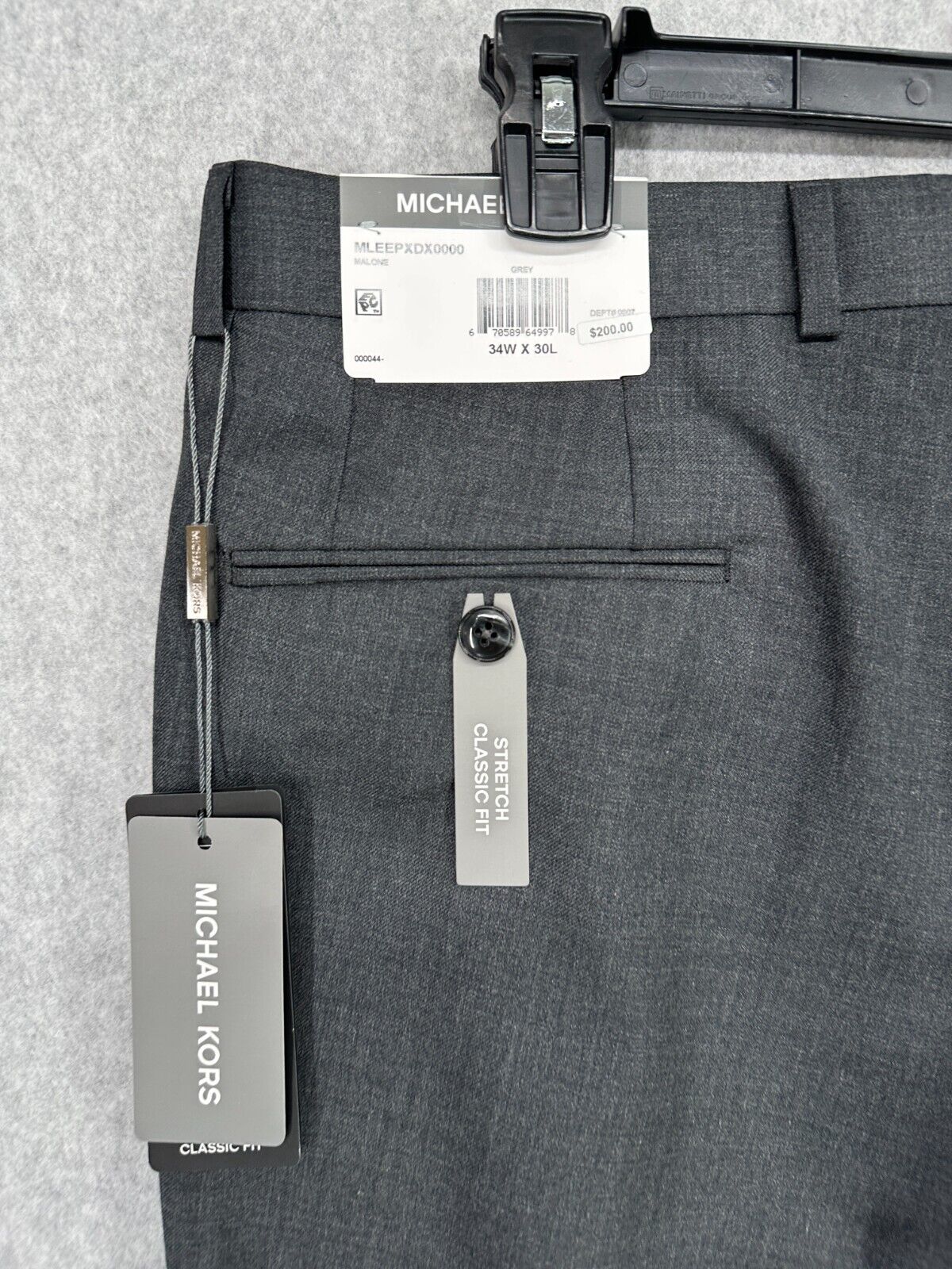 Michael Kors Suit Pants Mens Size 34x30 Gray Classic Fit Wool Blend NWT