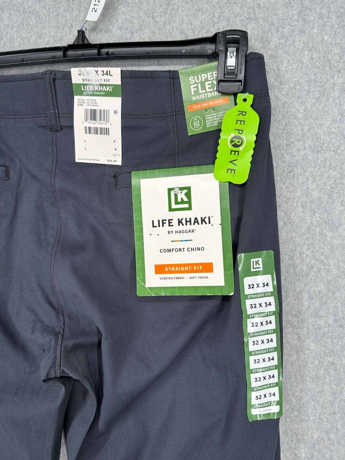 Haggar Life Khaki Pants Mens Size 32x33 Dusk Gray Straight Fit Comfort