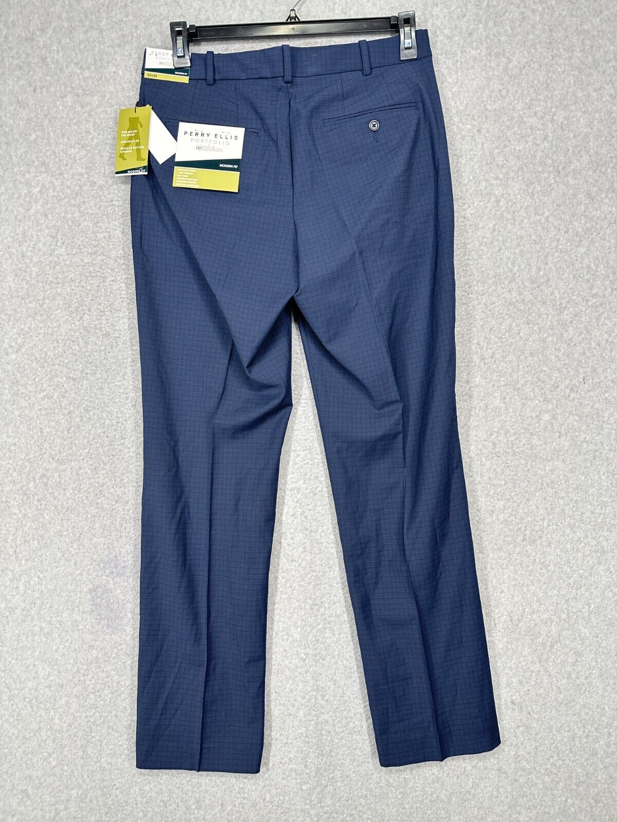 Perry Ellis Dress Pants Mens Size 42x30 Navy Plaid Modern Fit Resolution NWT