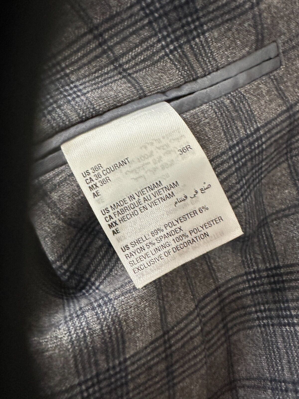 Bar III Sport Coat Mens Size 36R Gray Windowpane Plaid Slim Fit NWT $295