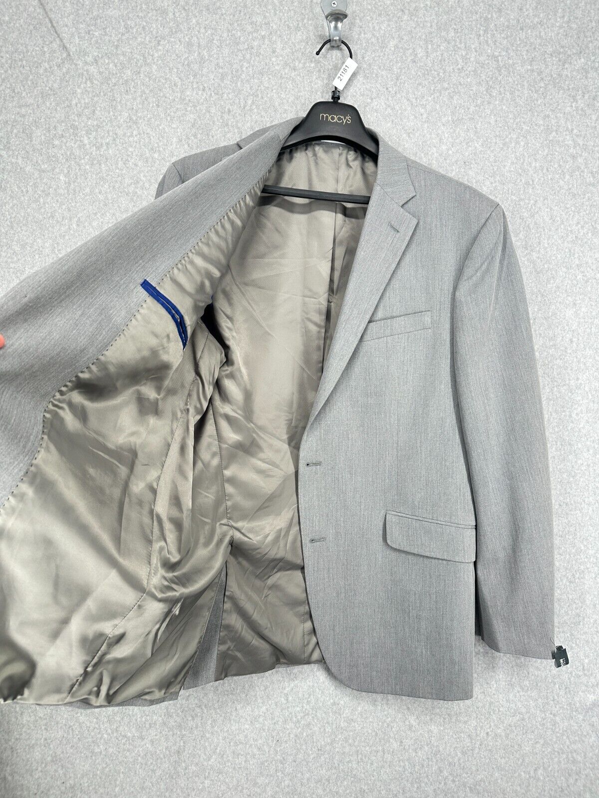 KENNETH COLE Suit Jacket Size 44L Light Gray Ready Flex Slim Fit NWOT $395