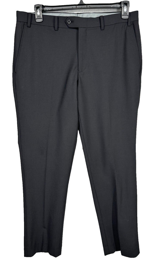 BAR III Dress Pants Mens Size 34x30 Black Slim Wool Blend Stretch PreOwned