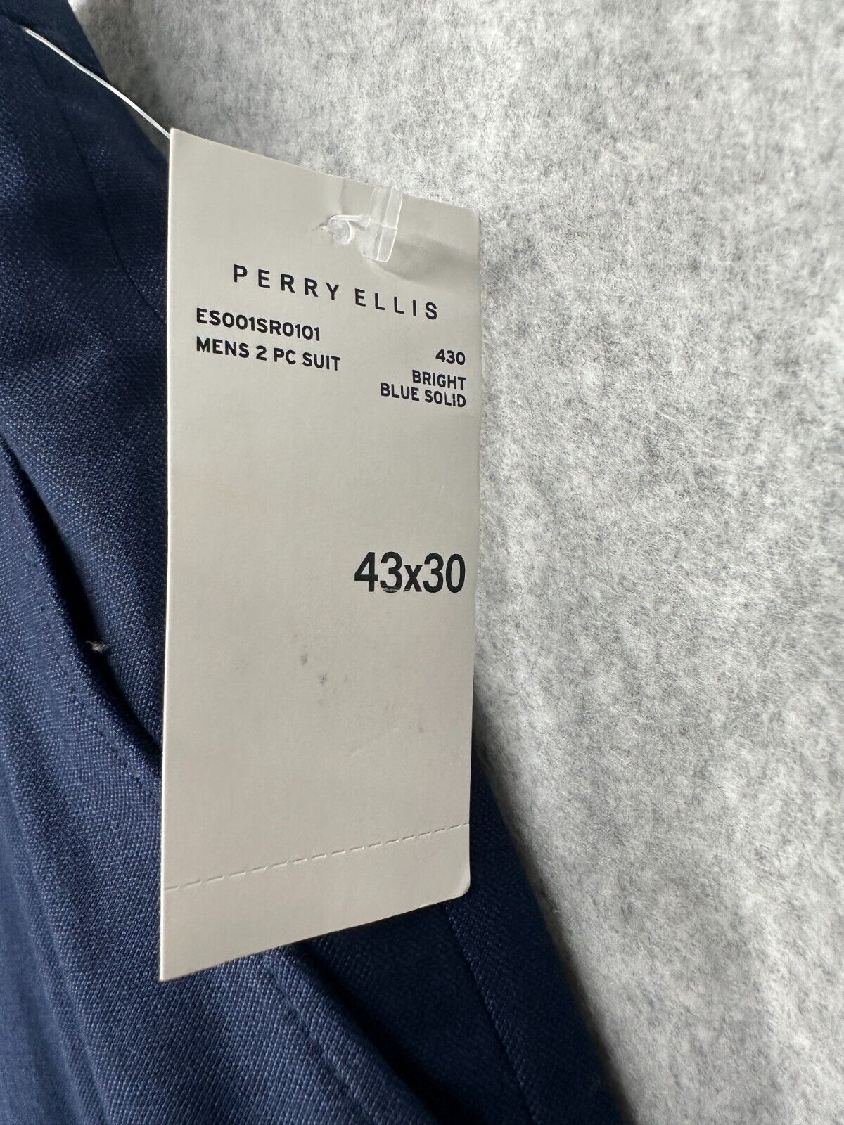 Perry Ellis Mens Dress Pants 43x30 Bright Blue Solid Slim Fit NWT