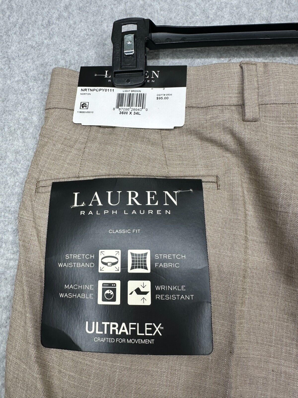 Lauren Ralph Lauren Dress Pants Mens Size 36x34 Light Brown Sharkskin Classic