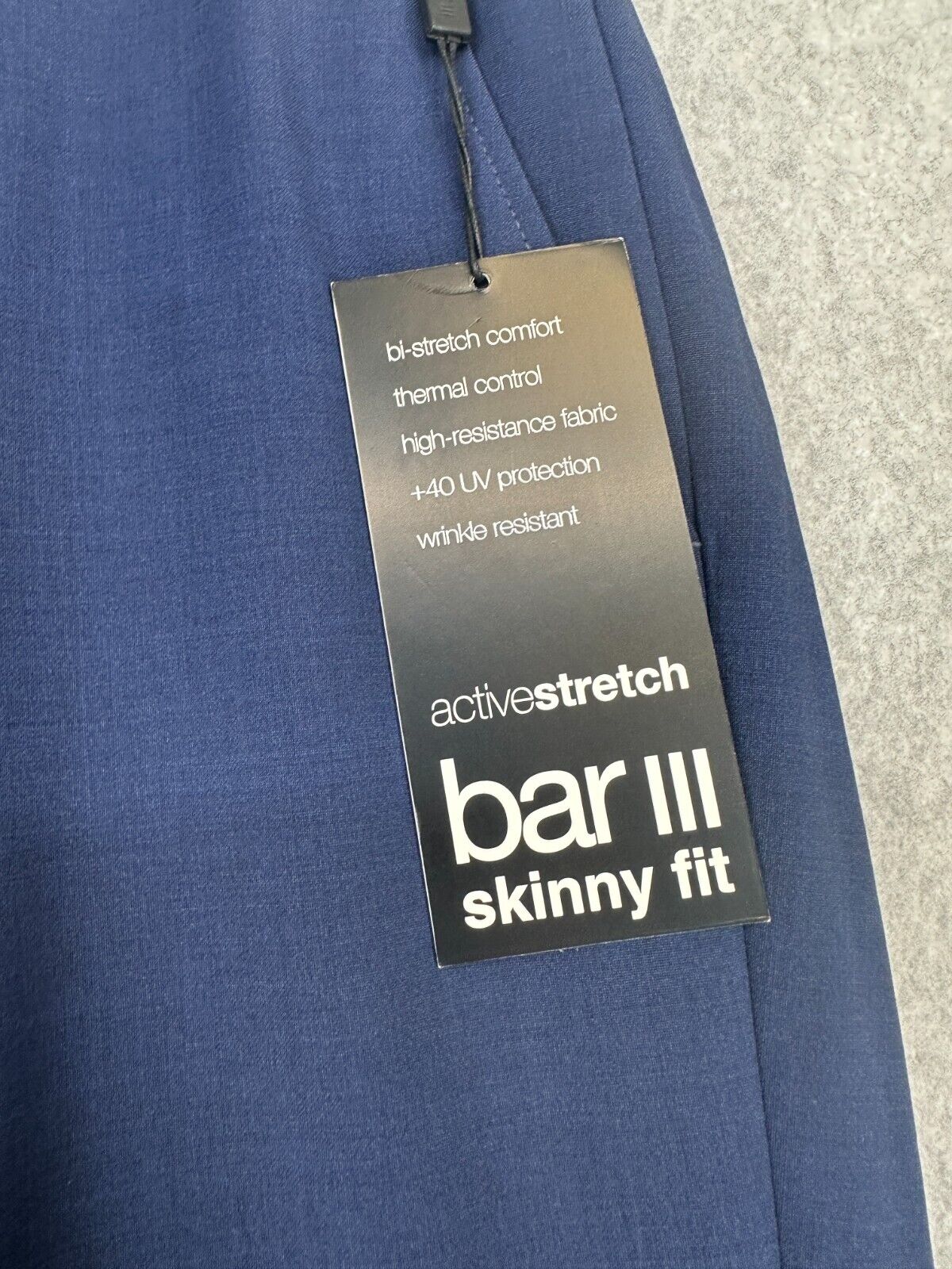 BAR III Mens Suit Pants 38x34 Blue Skinny Fit Wool Wrinkle Resistant Active NWT