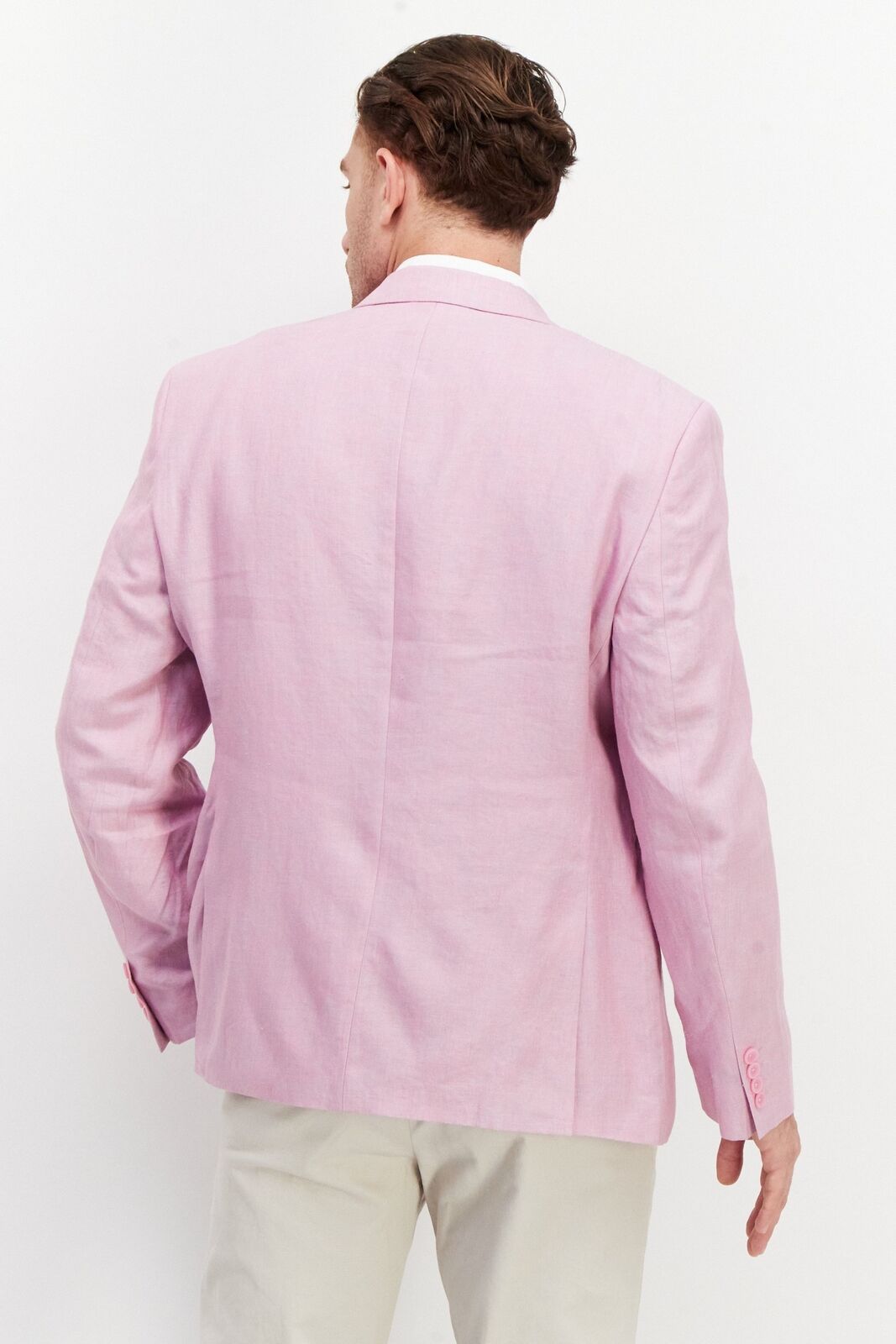 BAR III Suit Jacket Size 46R Pink Chambray Linen Slim Fit NWOT $360