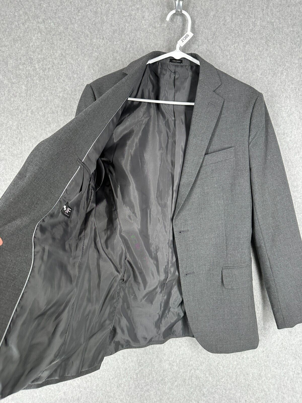 J.Ferrar Suit Jacket Size 36R Gray Solid Classic Fit PreOwned