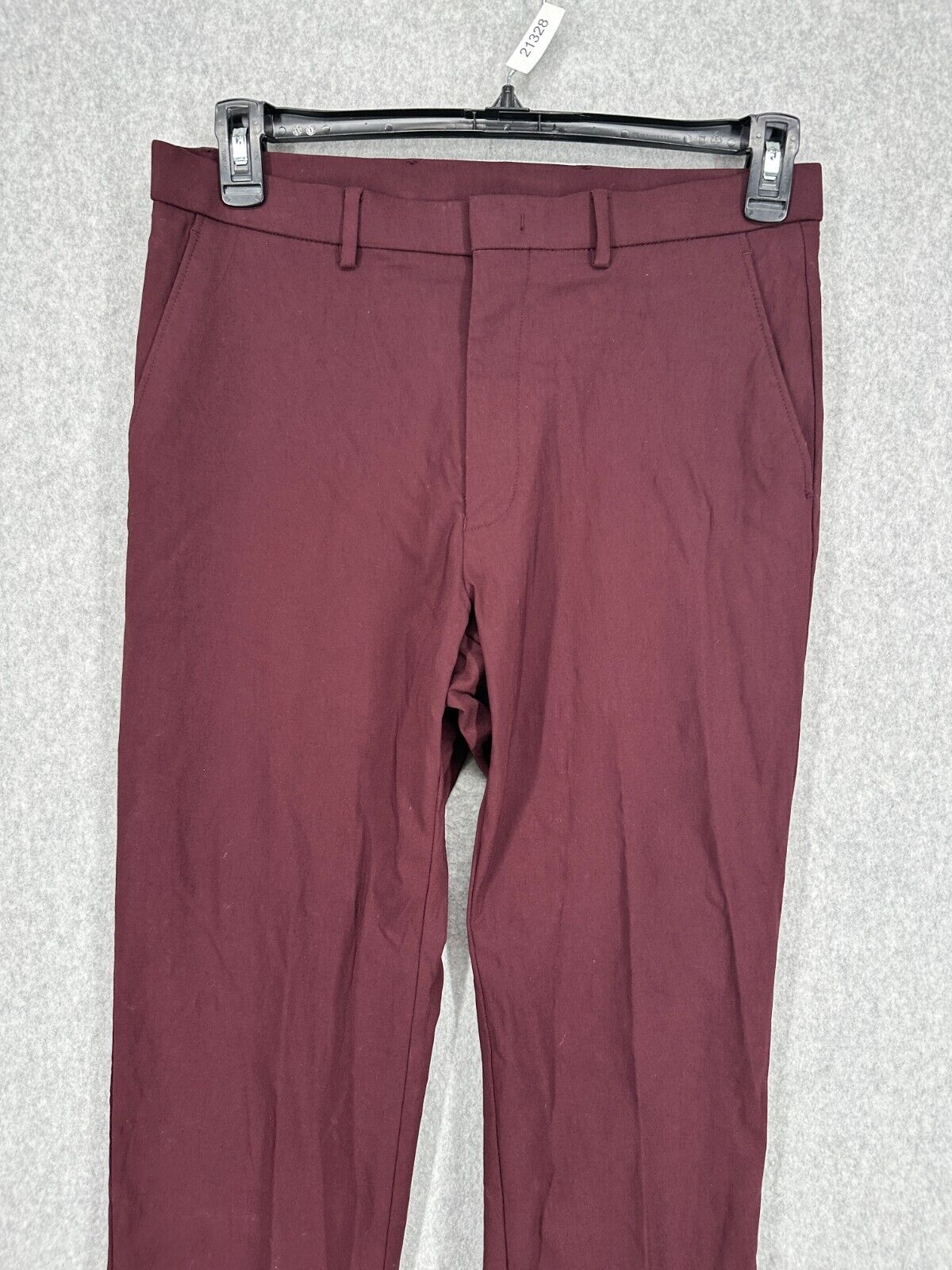 TOMMY HILFIGER Dress Pants Mens Size 32x34 Burgundy Solid Stretch Performance