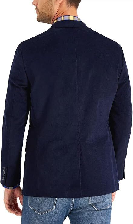 ALFANI Blazer Corduroy Size 38R Navy Blue Classic Fit Cotton Jacket NWT $295