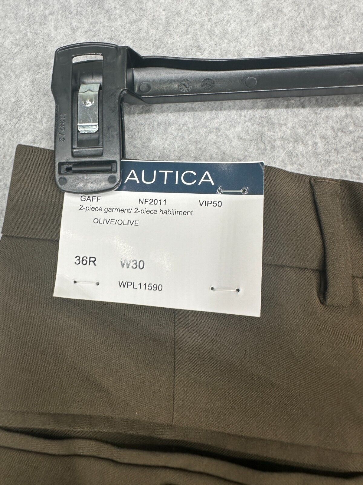 NAUTICA Suit Mens Size 36R 30x32 2-Piece Olive Green Solid Modern Fit Bi Stretch